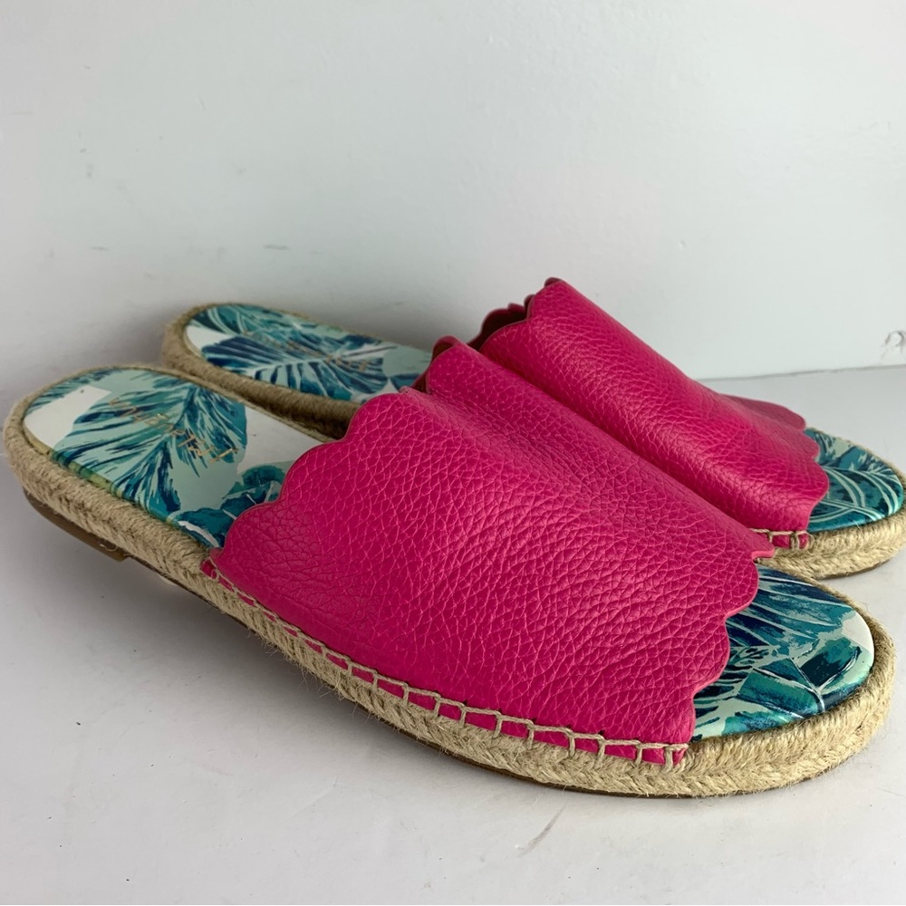 J. McLaughlin Pink Leather Espadrille Slides, 9